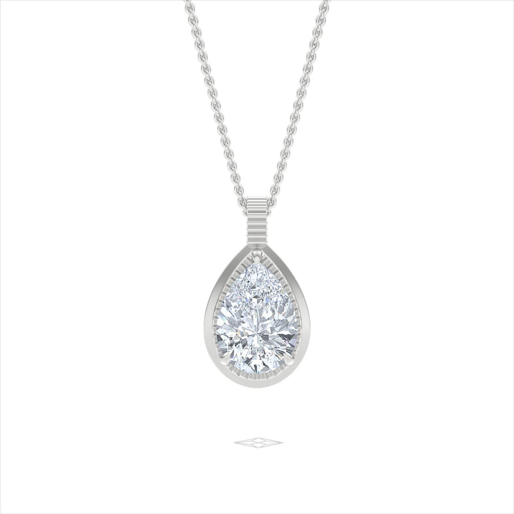 Gallery 1.00ct Pear Cut Lab Diamond Solitaire Pendant Necklace in 14K White Gold
