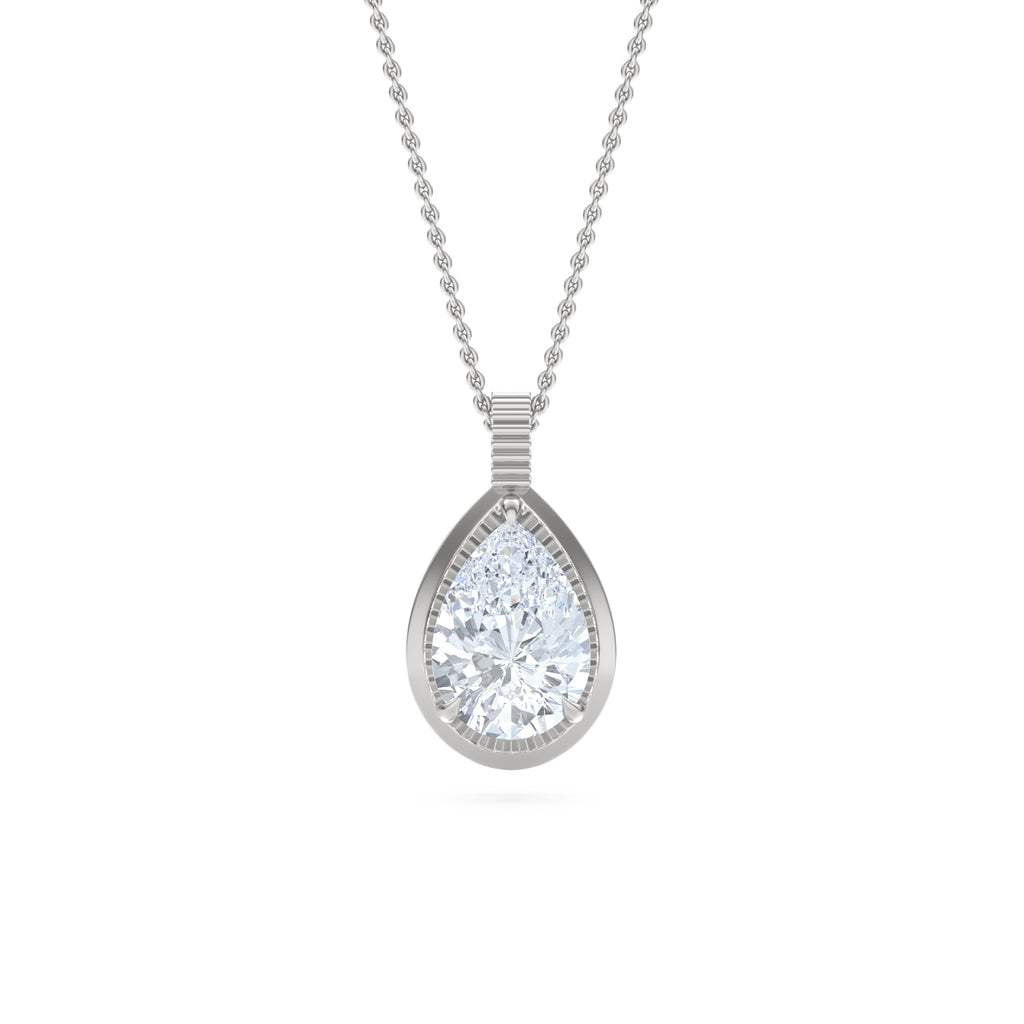 Gallery 1.00ct Pear Cut Lab Diamond Solitaire Pendant Necklace in 14K White Gold