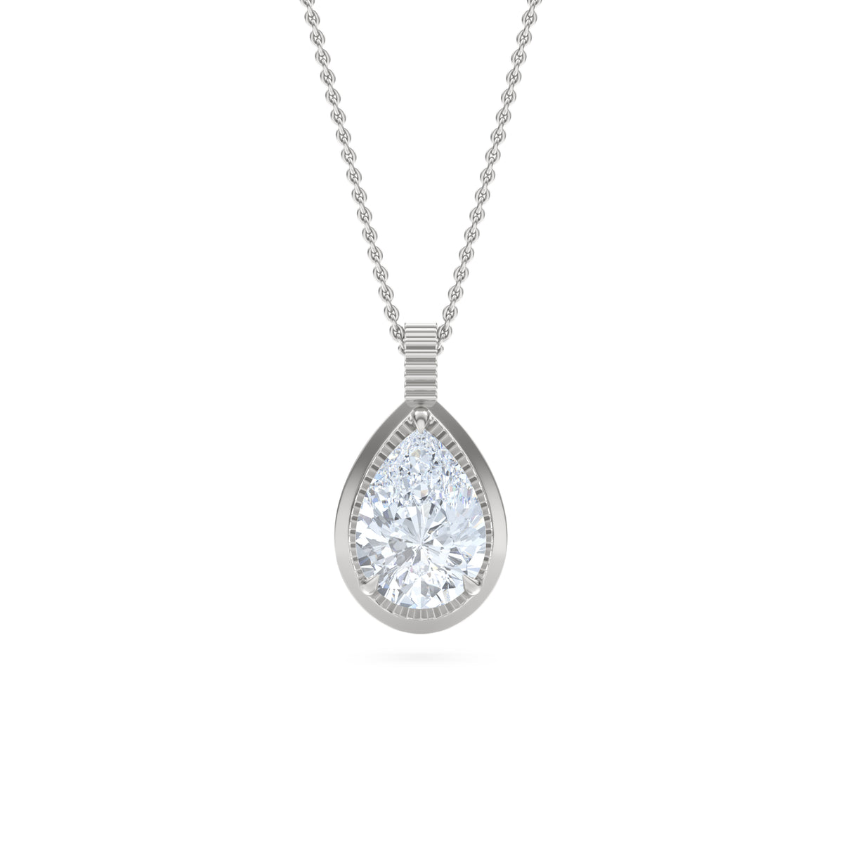 Gallery 1.00ct Pear Cut Lab Diamond Solitaire Pendant Necklace in 14K White Gold