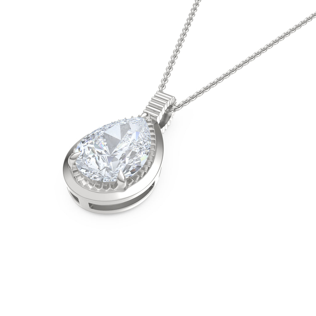 Gallery 1.00ct Pear Cut Lab Diamond Solitaire Pendant Necklace in 14K White Gold