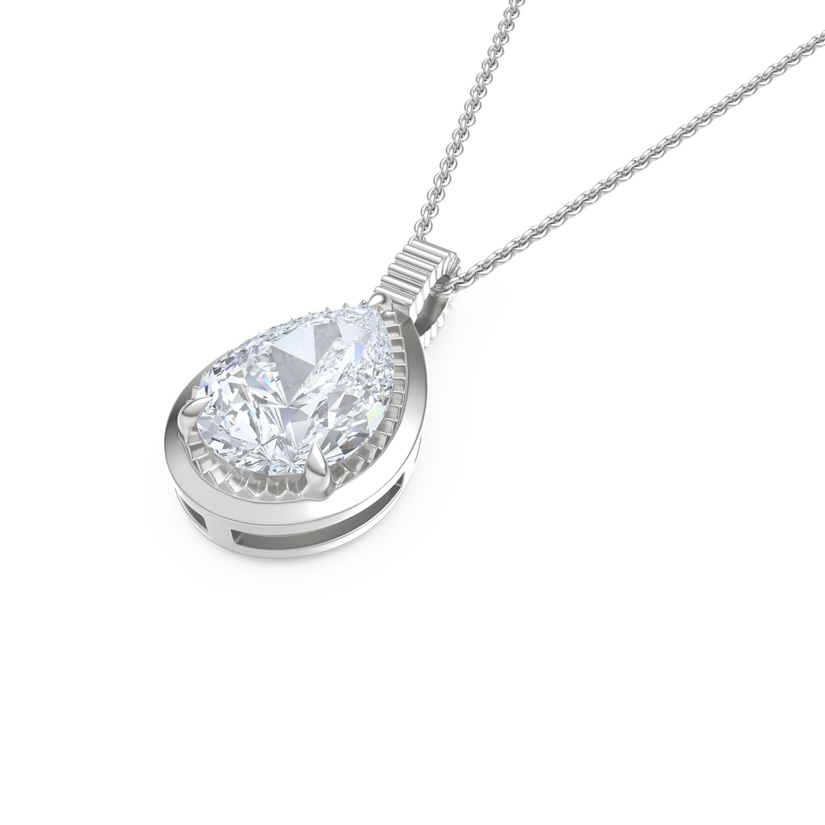 Gallery 1.00ct Pear Cut Lab Diamond Solitaire Pendant Necklace in 14K White Gold