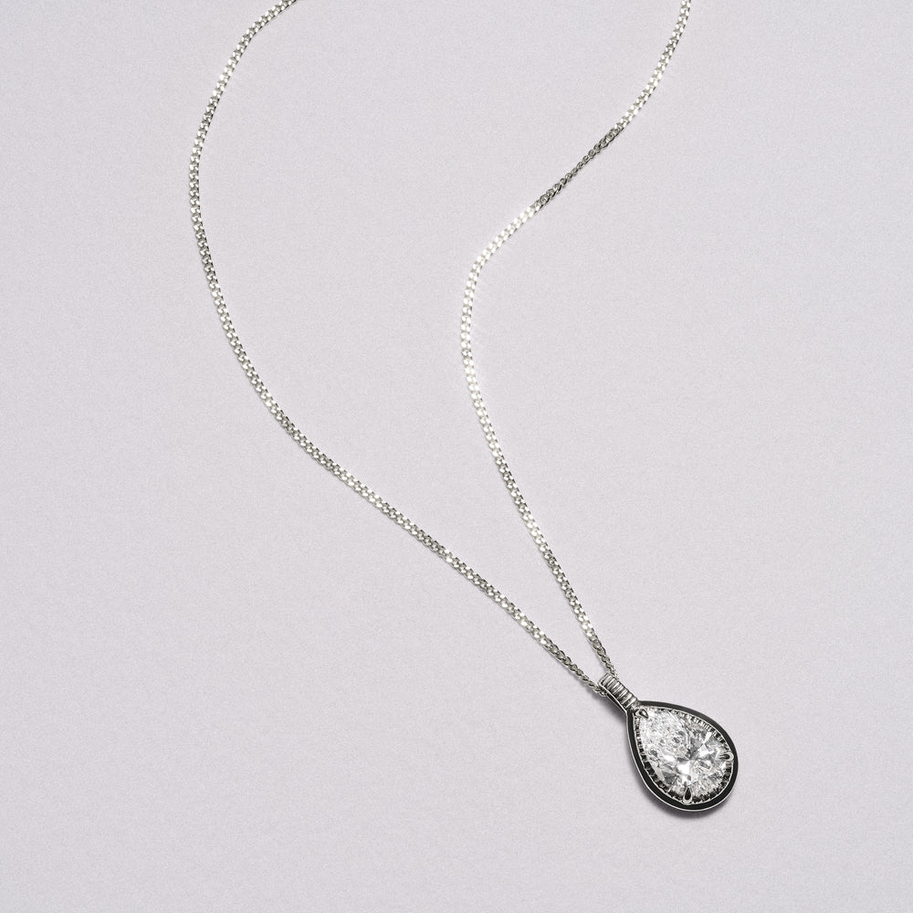 Gallery 1.00ct Pear Cut Lab Diamond Solitaire Pendant Necklace in 14K White Gold