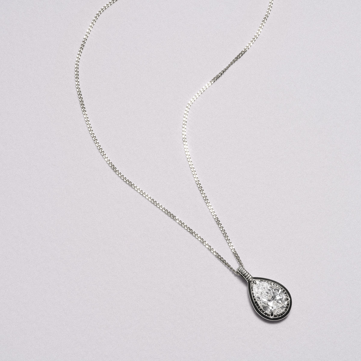 Gallery 1.00ct Pear Cut Lab Diamond Solitaire Pendant Necklace in 14K White Gold