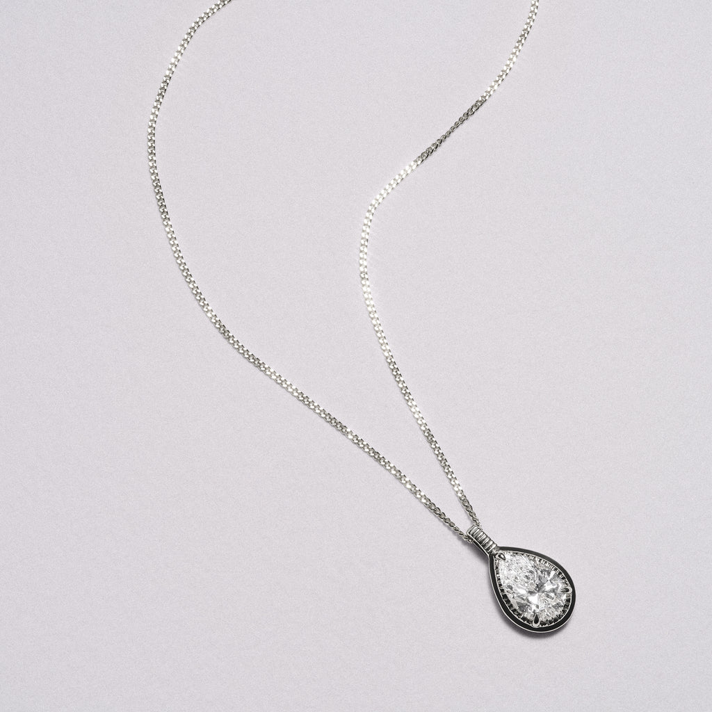 Gallery 1.00ct Pear Cut Lab Diamond Solitaire Pendant Necklace in 14K White Gold