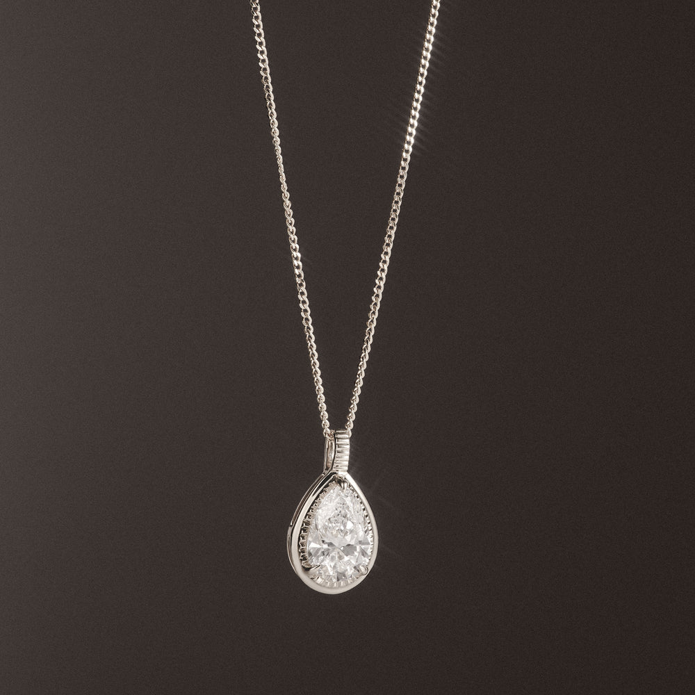 Gallery 1.00ct Pear Cut Lab Diamond Solitaire Pendant Necklace in 14K White Gold