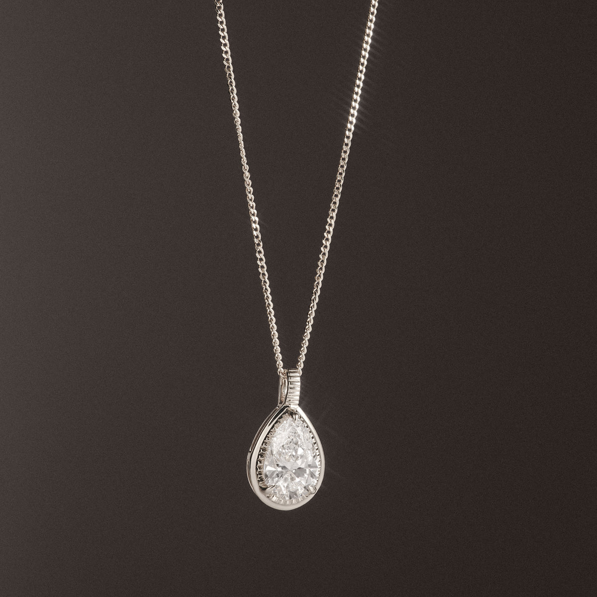 Gallery 1.00ct Pear Cut Lab Diamond Solitaire Pendant Necklace in 14K White Gold