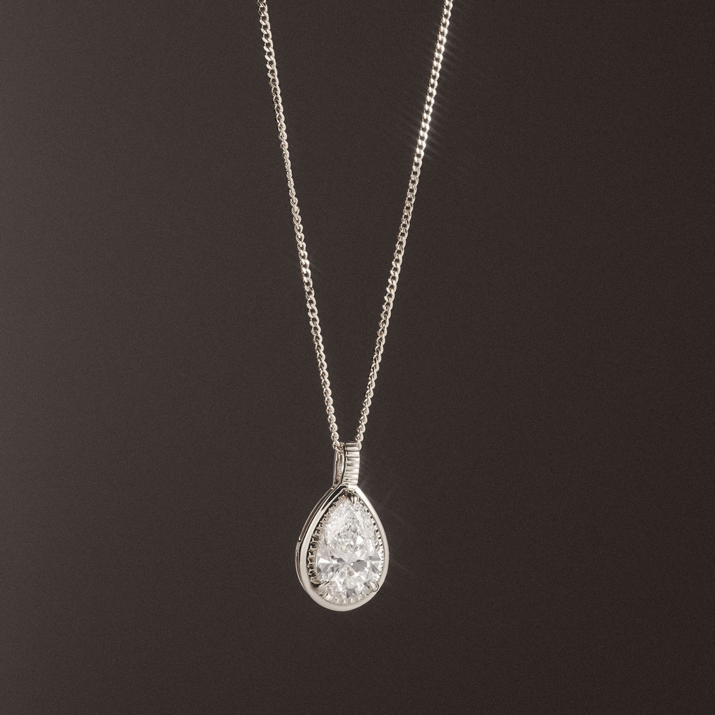 Gallery 1.00ct Pear Cut Lab Diamond Solitaire Pendant Necklace in 14K White Gold