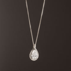 Gallery 1.00ct Pear Cut Lab Diamond Solitaire Pendant Necklace in 14K White Gold