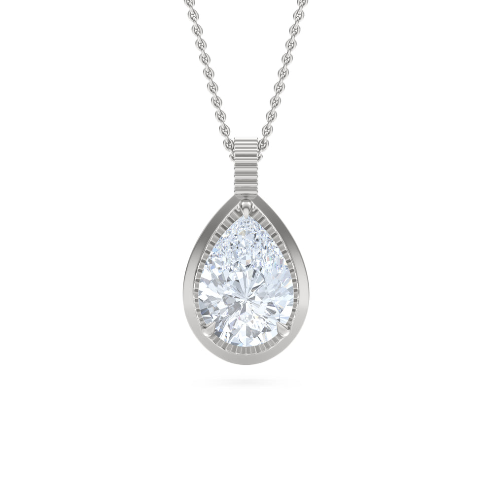 Gallery 1.00ct Pear Cut Lab Diamond Solitaire Pendant Necklace in 14K White Gold