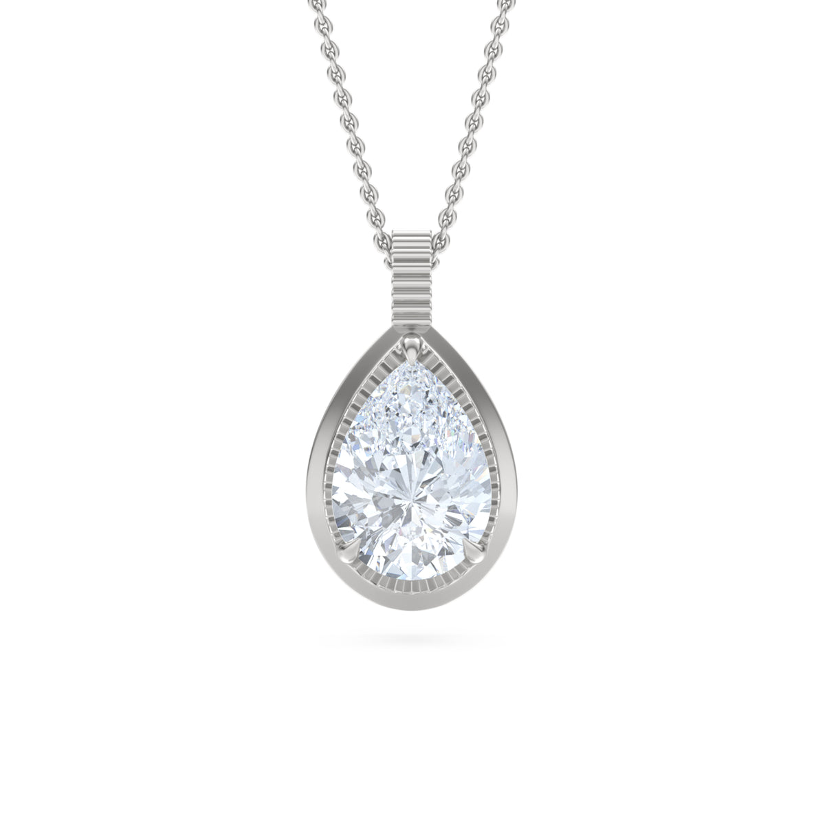 Gallery 1.00ct Pear Cut Lab Diamond Solitaire Pendant Necklace in 14K White Gold