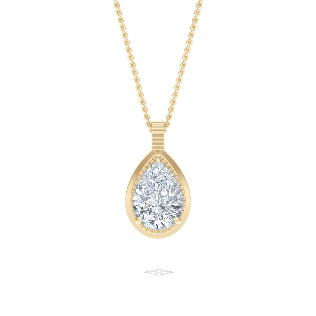 Gallery 1.00ct Pear Cut Lab Diamond Solitaire Pendant Necklace in 14K Yellow Gold