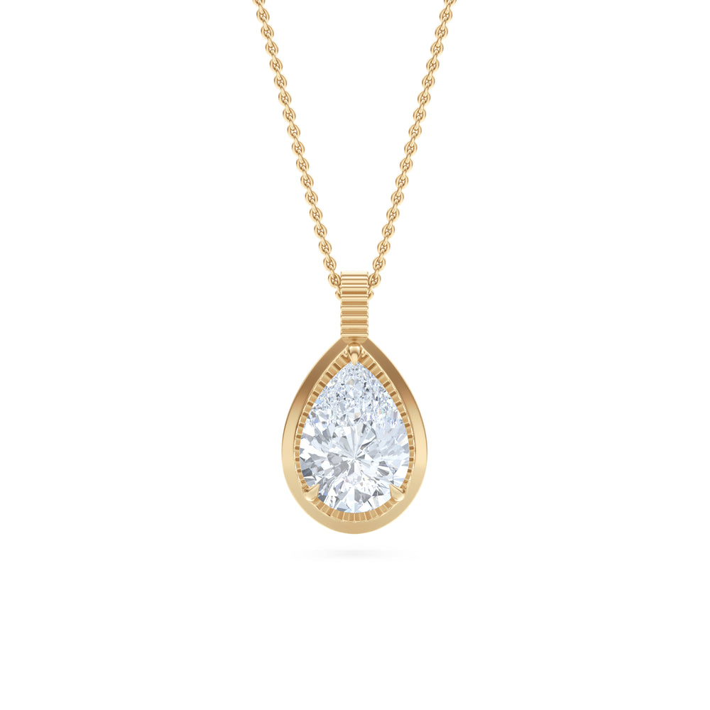 Gallery 1.00ct Pear Cut Lab Diamond Solitaire Pendant Necklace in 14K Yellow Gold