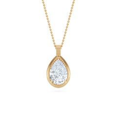 Gallery 1.00ct Pear Cut Lab Diamond Solitaire Pendant Necklace in 14K Yellow Gold