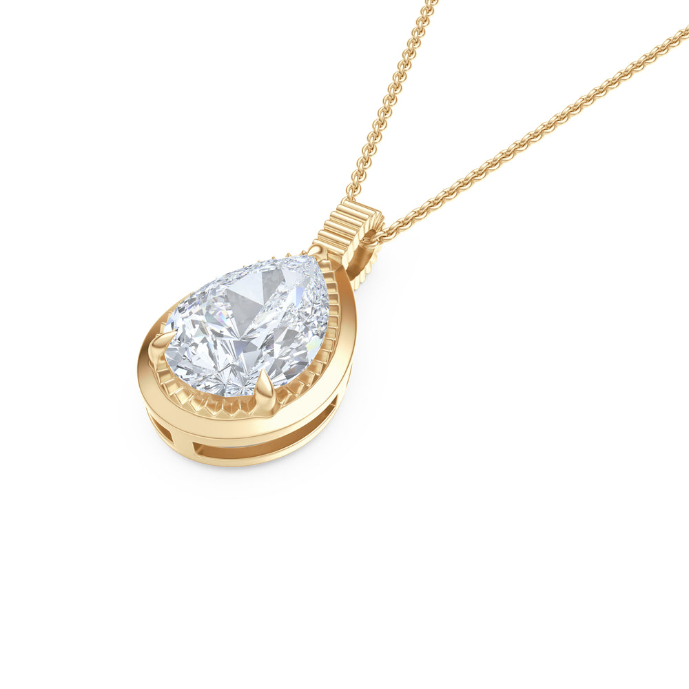 Gallery 1.00ct Pear Cut Lab Diamond Solitaire Pendant Necklace in 14K Yellow Gold