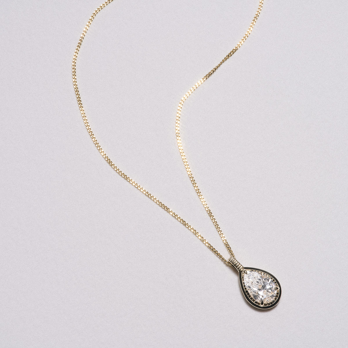 Gallery 1.00ct Pear Cut Lab Diamond Solitaire Pendant Necklace in 14K Yellow Gold