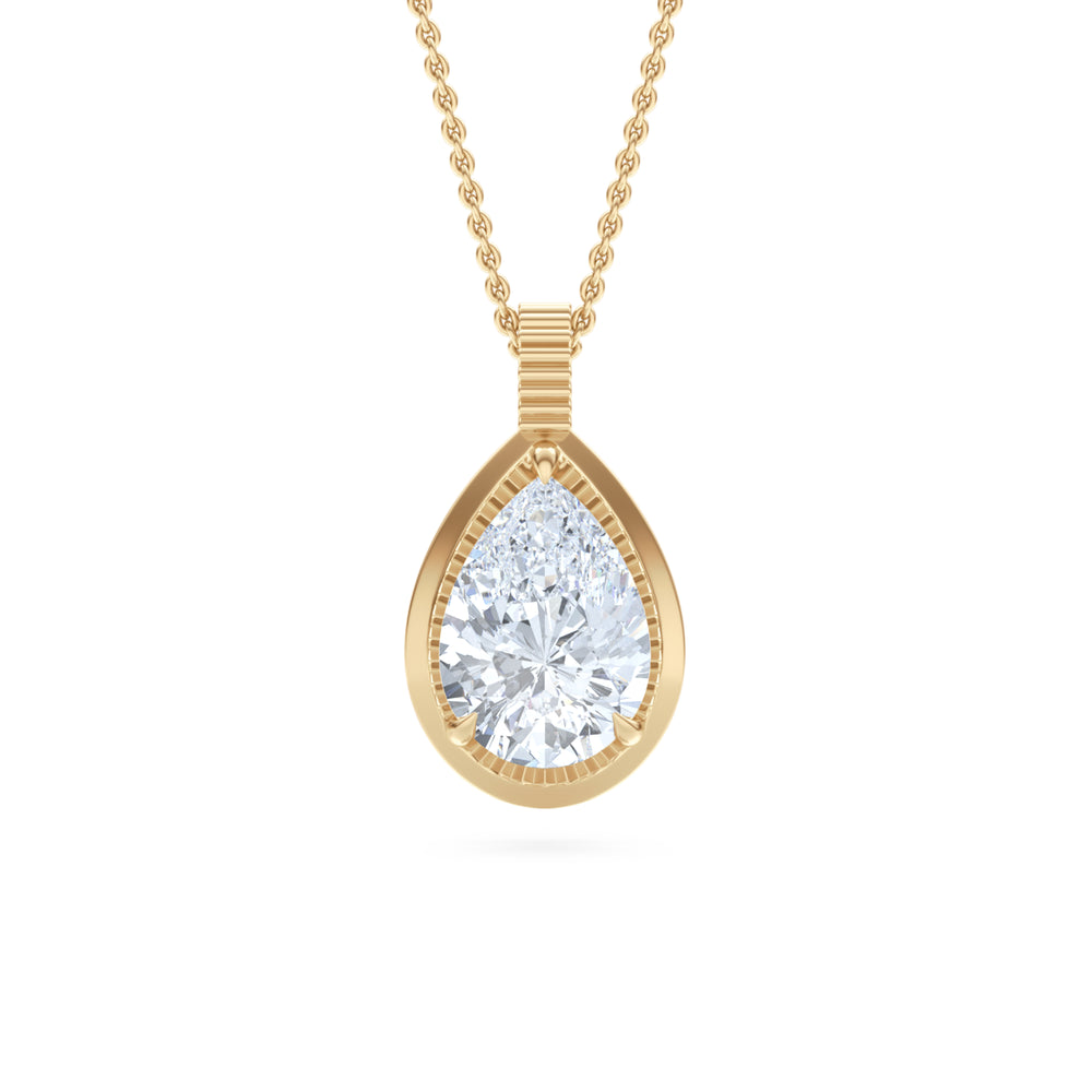 Gallery 1.00ct Pear Cut Lab Diamond Solitaire Pendant Necklace in 14K Yellow Gold