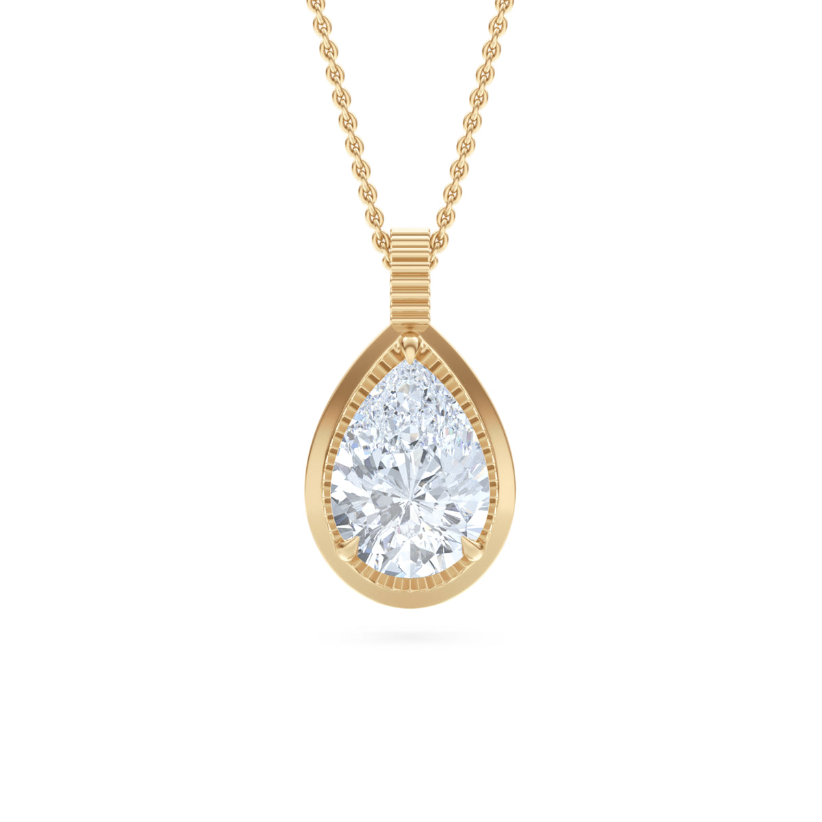 Gallery 1.00ct Pear Cut Lab Diamond Solitaire Pendant Necklace in 14K Yellow Gold