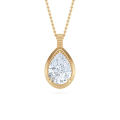 Gallery 1.00ct Pear Cut Lab Diamond Solitaire Pendant Necklace in 14K Yellow Gold