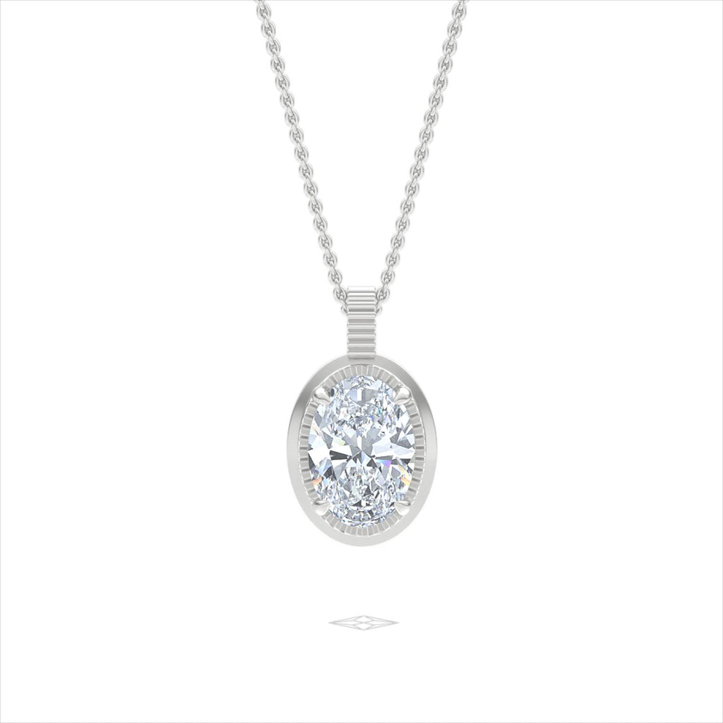 Gallery 1.00ct Oval Cut Lab Diamond Solitaire Pendant Necklace in 14K White Gold