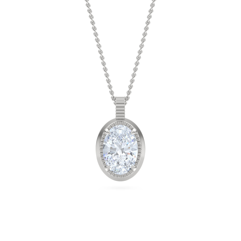 Gallery 1.00ct Oval Cut Lab Diamond Solitaire Pendant Necklace in 14K White Gold