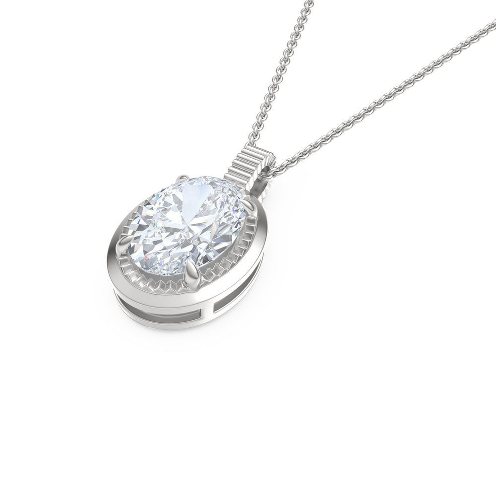 Gallery 1.00ct Oval Cut Lab Diamond Solitaire Pendant Necklace in 14K White Gold