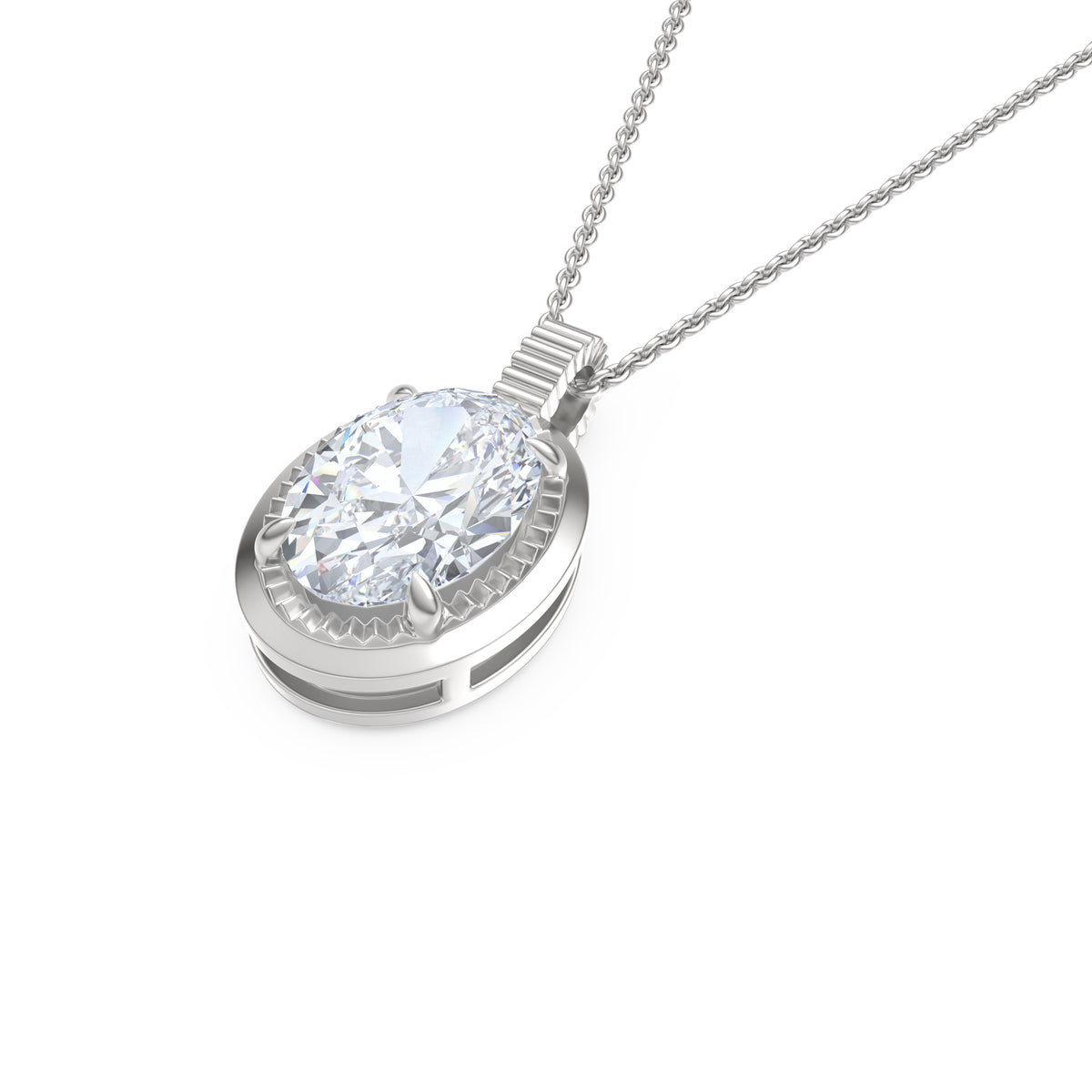 Gallery 1.00ct Oval Cut Lab Diamond Solitaire Pendant Necklace in 14K White Gold