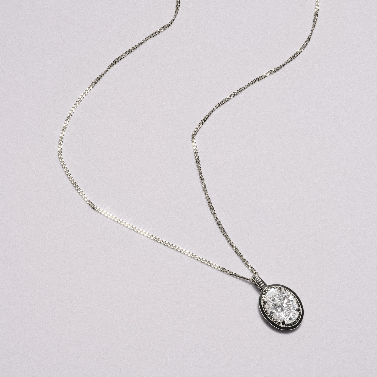 Gallery 1.00ct Oval Cut Lab Diamond Solitaire Pendant Necklace in 14K White Gold