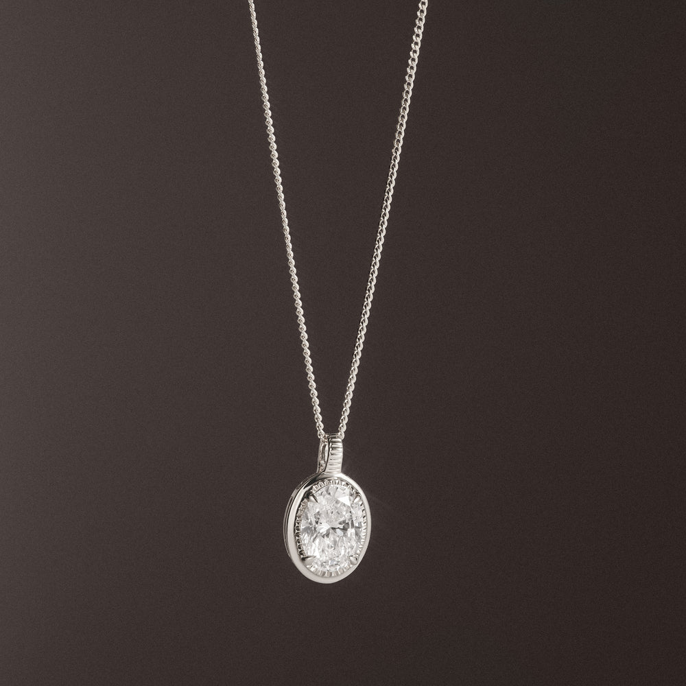 Gallery 1.00ct Oval Cut Lab Diamond Solitaire Pendant Necklace in 14K White Gold