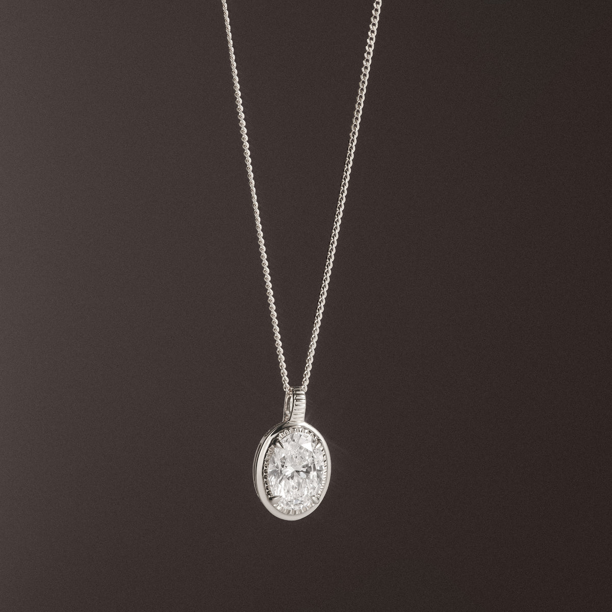 Gallery 1.00ct Oval Cut Lab Diamond Solitaire Pendant Necklace in 14K White Gold