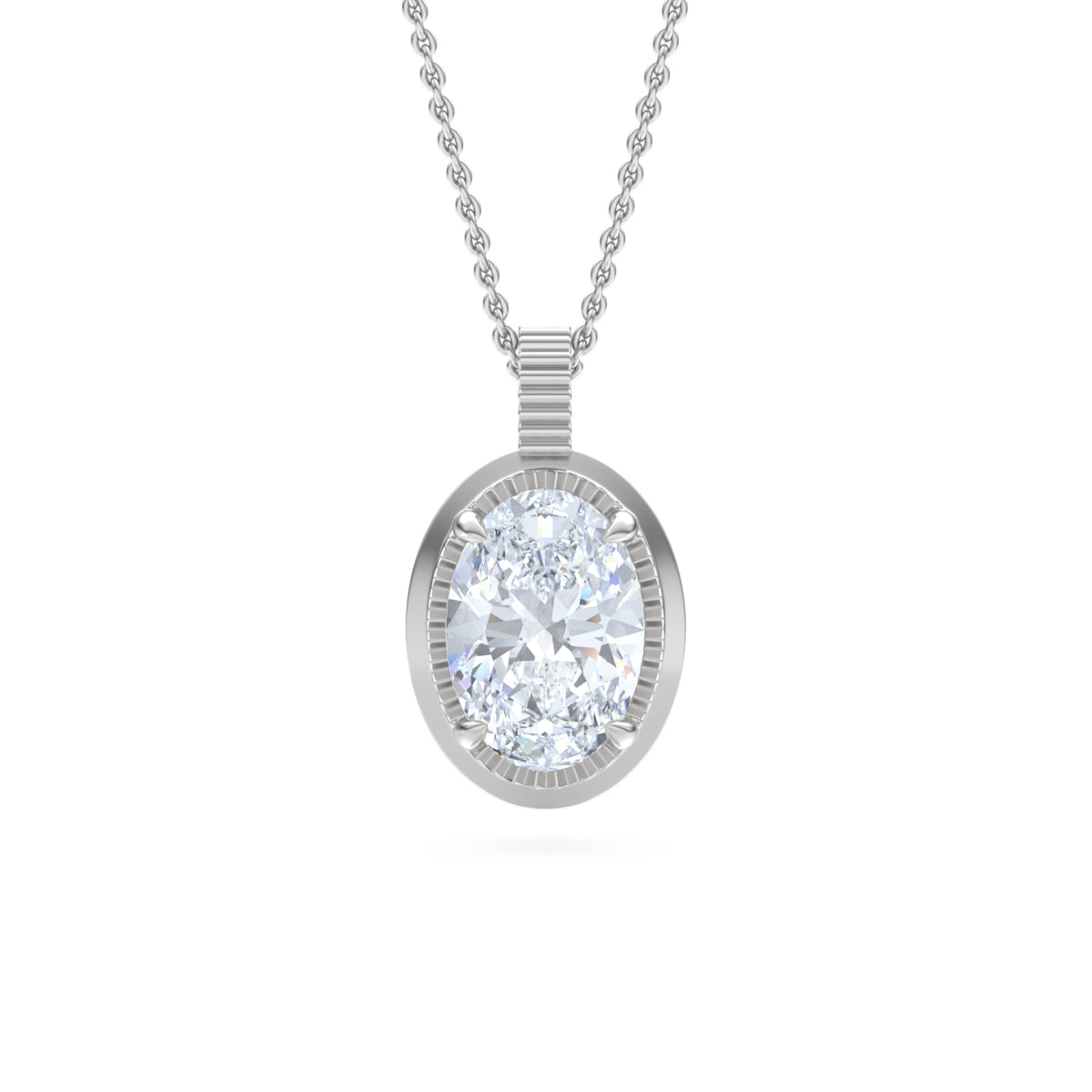 Gallery 1.00ct Oval Cut Lab Diamond Solitaire Pendant Necklace in 14K White Gold