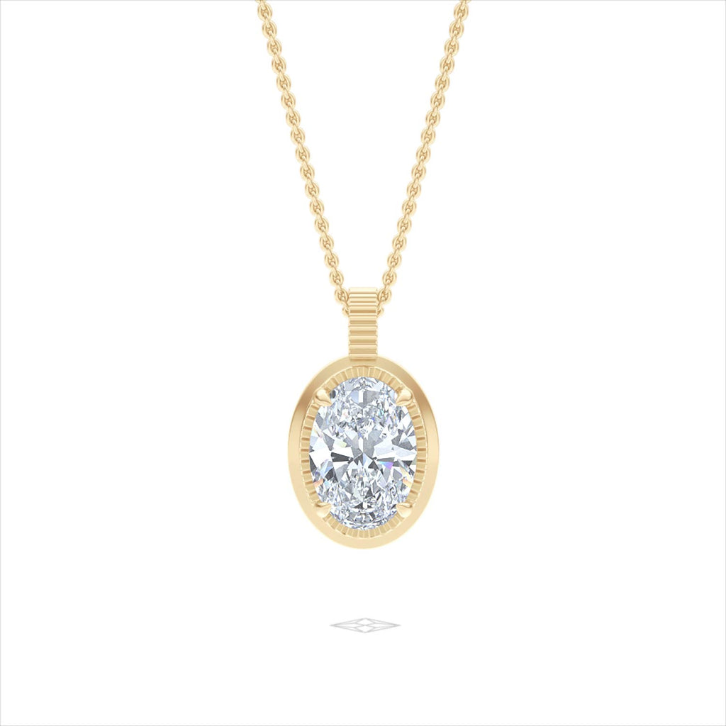 Gallery 1.00ct Oval Cut Lab Diamond Solitaire Pendant Necklace in 14K Yellow Gold