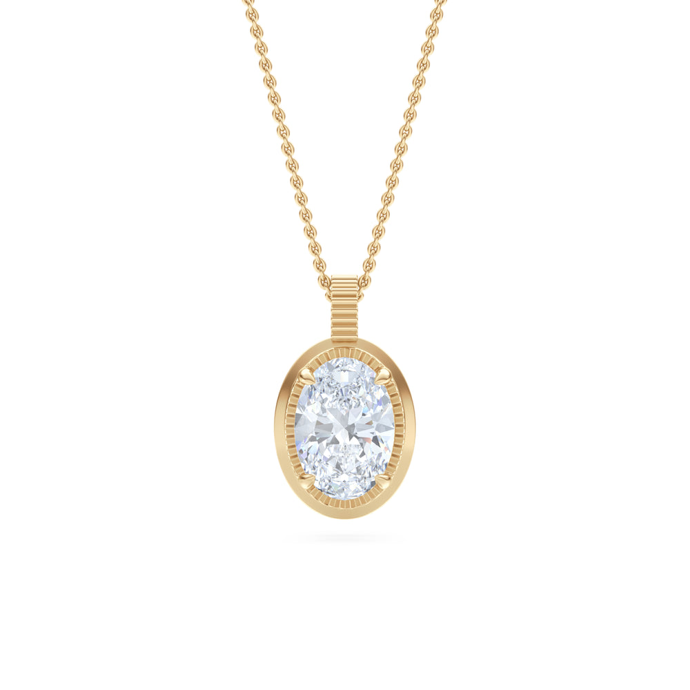 Gallery 1.00ct Oval Cut Lab Diamond Solitaire Pendant Necklace in 14K Yellow Gold