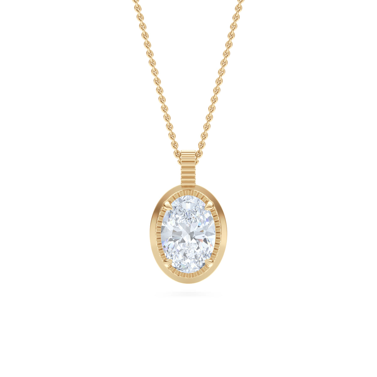 Gallery 1.00ct Oval Cut Lab Diamond Solitaire Pendant Necklace in 14K Yellow Gold