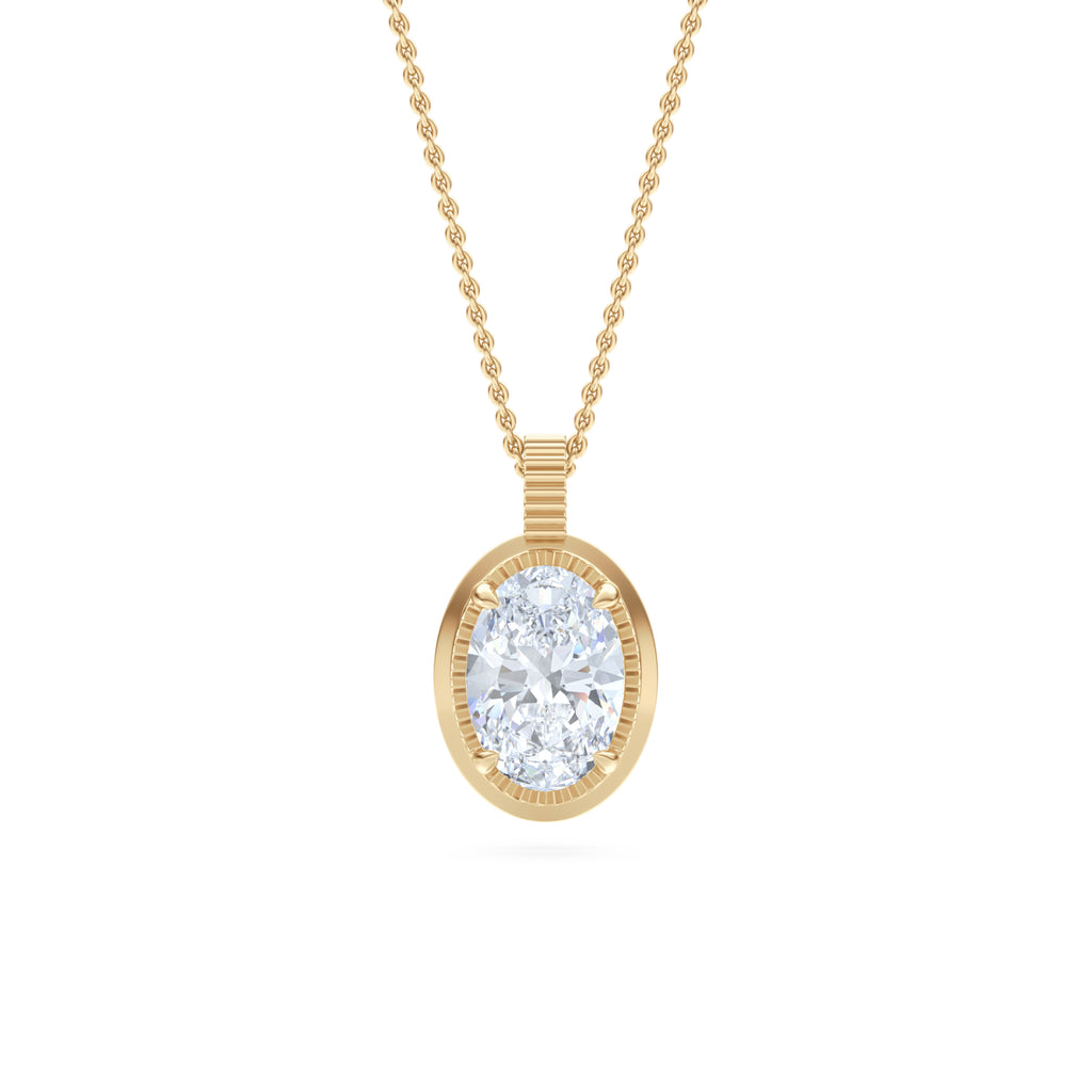 Gallery 1.00ct Oval Cut Lab Diamond Solitaire Pendant Necklace in 14K Yellow Gold