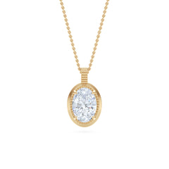Gallery 1.00ct Oval Cut Lab Diamond Solitaire Pendant Necklace in 14K Yellow Gold