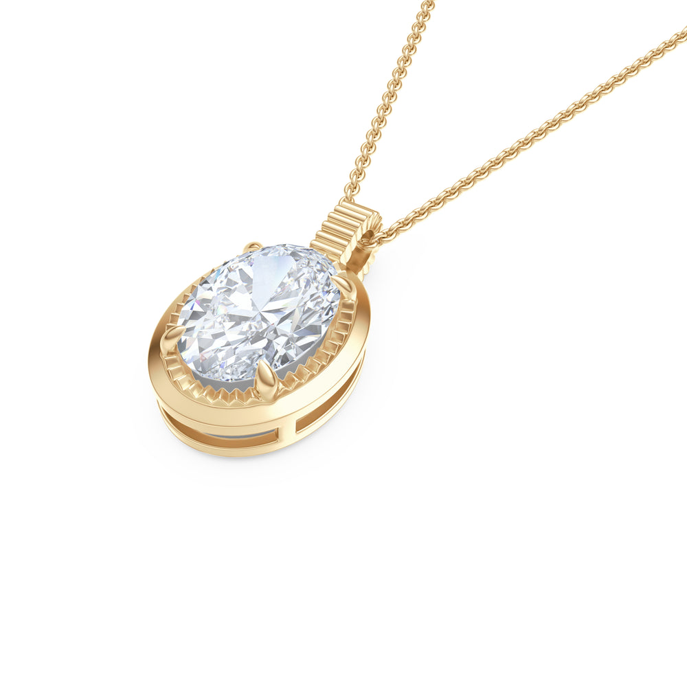 Gallery 1.00ct Oval Cut Lab Diamond Solitaire Pendant Necklace in 14K Yellow Gold