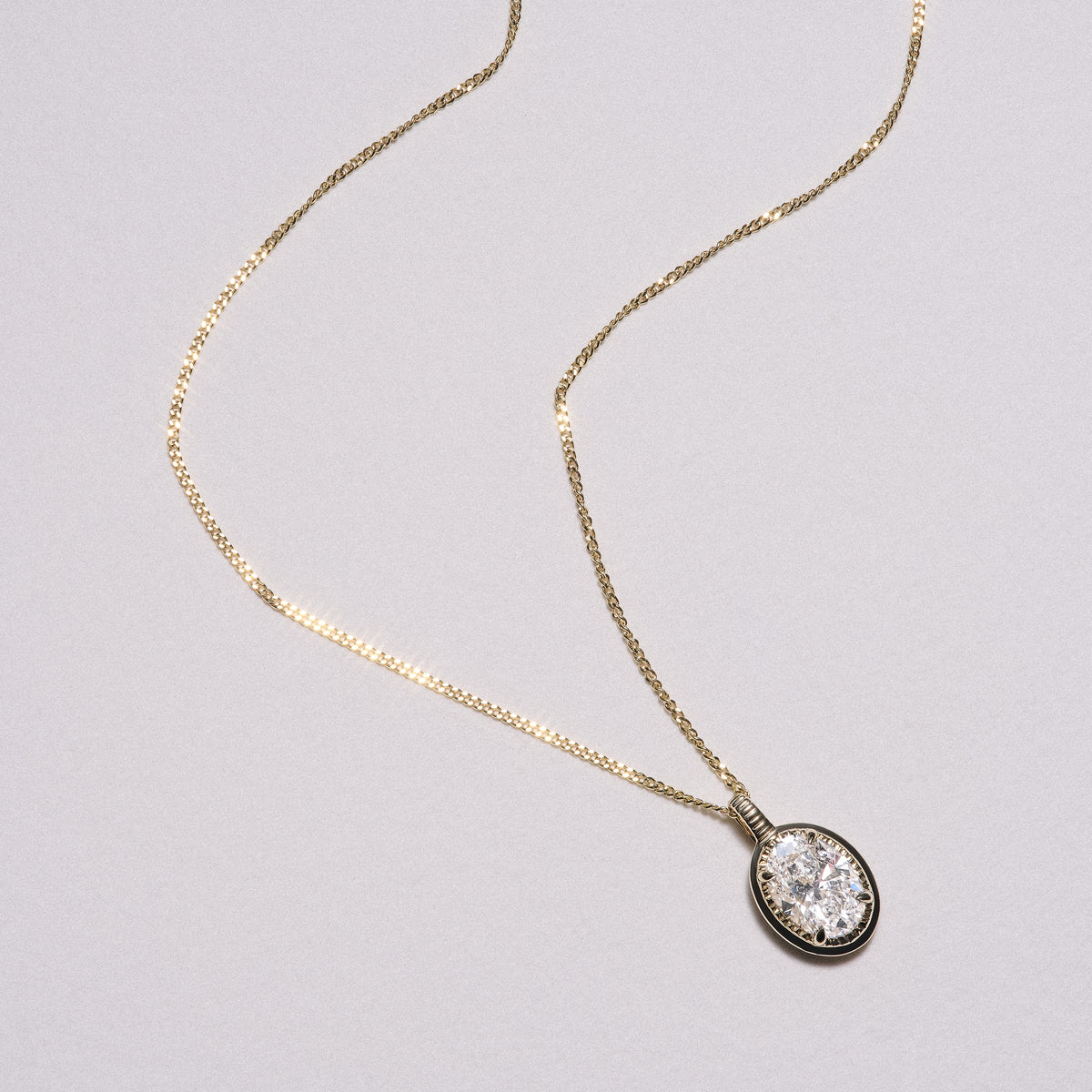 Gallery 1.00ct Oval Cut Lab Diamond Solitaire Pendant Necklace in 14K Yellow Gold