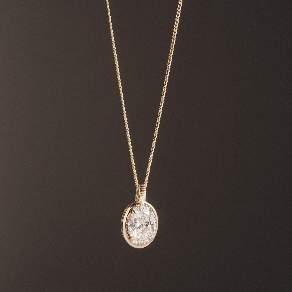 Gallery 1.00ct Oval Cut Lab Diamond Solitaire Pendant Necklace in 14K Yellow Gold