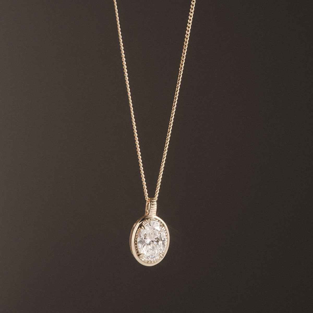Gallery 1.00ct Oval Cut Lab Diamond Solitaire Pendant Necklace in 14K Yellow Gold