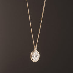Gallery 1.00ct Oval Cut Lab Diamond Solitaire Pendant Necklace in 14K Yellow Gold