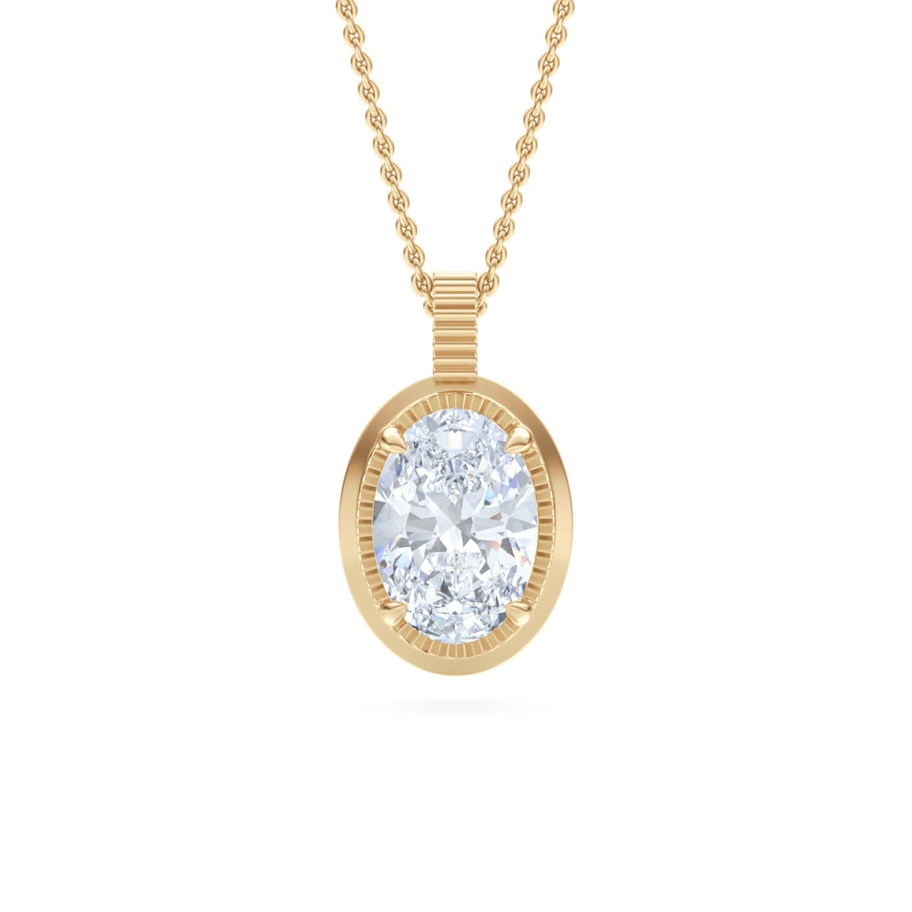 Gallery 1.00ct Oval Cut Lab Diamond Solitaire Pendant Necklace in 14K Yellow Gold