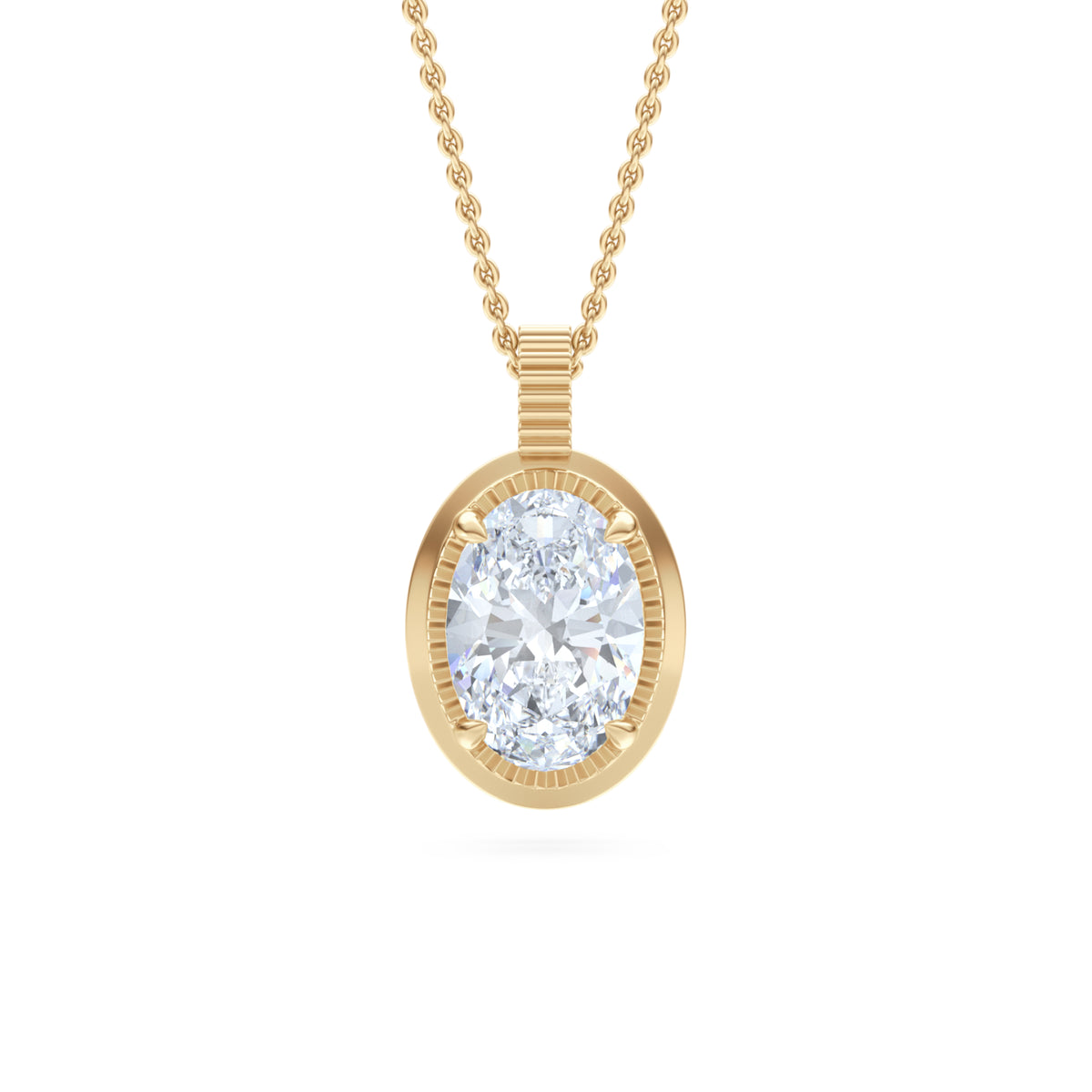 Gallery 1.00ct Oval Cut Lab Diamond Solitaire Pendant Necklace in 14K Yellow Gold