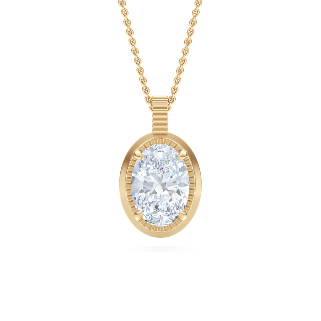 Gallery 1.00ct Oval Cut Lab Diamond Solitaire Pendant Necklace in 14K Yellow Gold