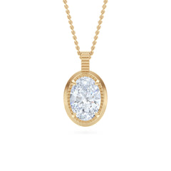 Gallery 1.00ct Oval Cut Lab Diamond Solitaire Pendant Necklace in 14K Yellow Gold