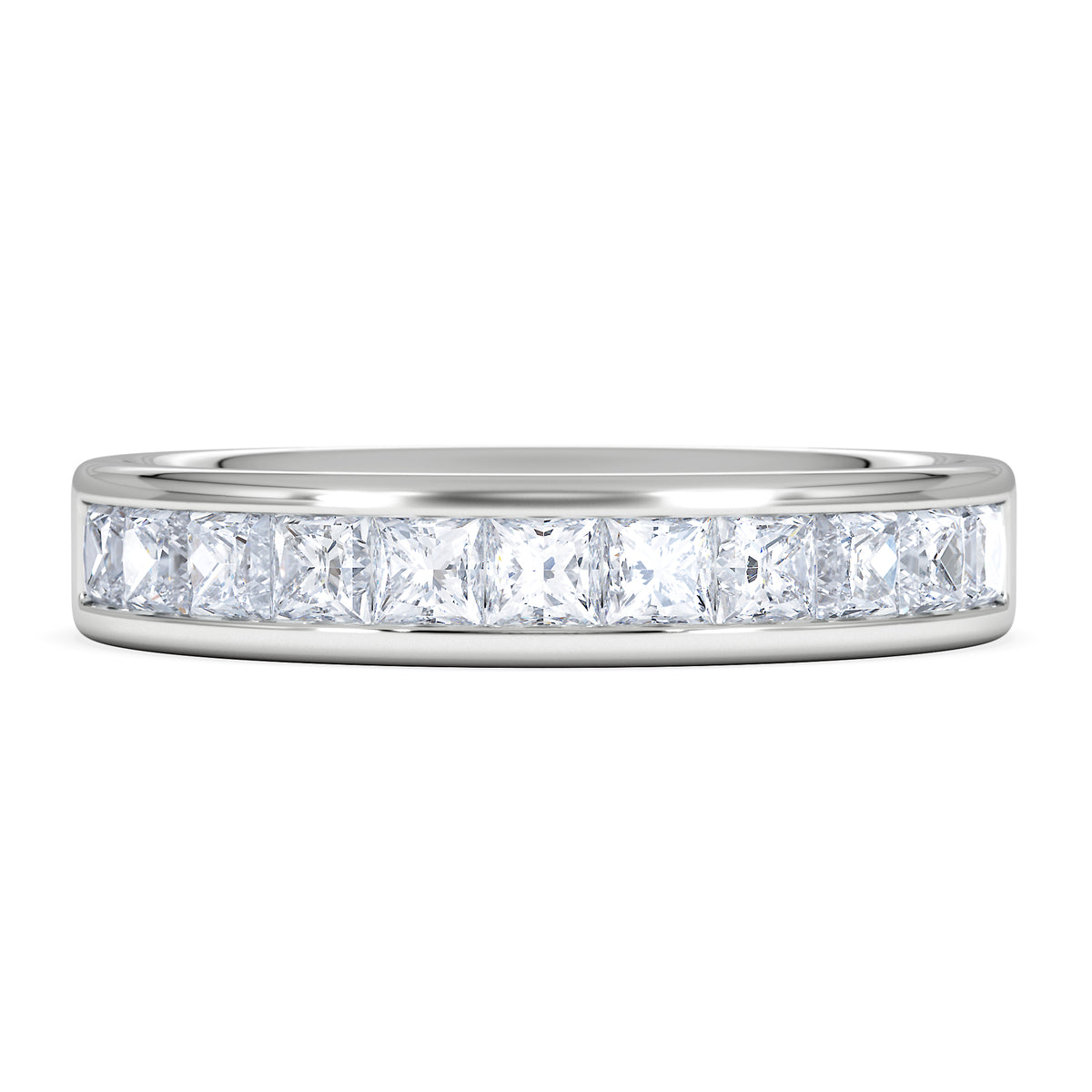 Eterna Lab Diamond Princess Cut Half Eternity Ring 1.00ct F/VS in 9K White Gold