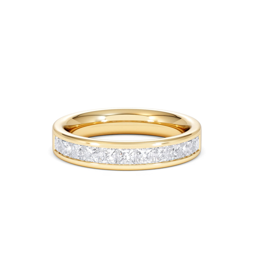 18K Gold Princess Diamond Half Eternity Ring 1.00CT H/SI