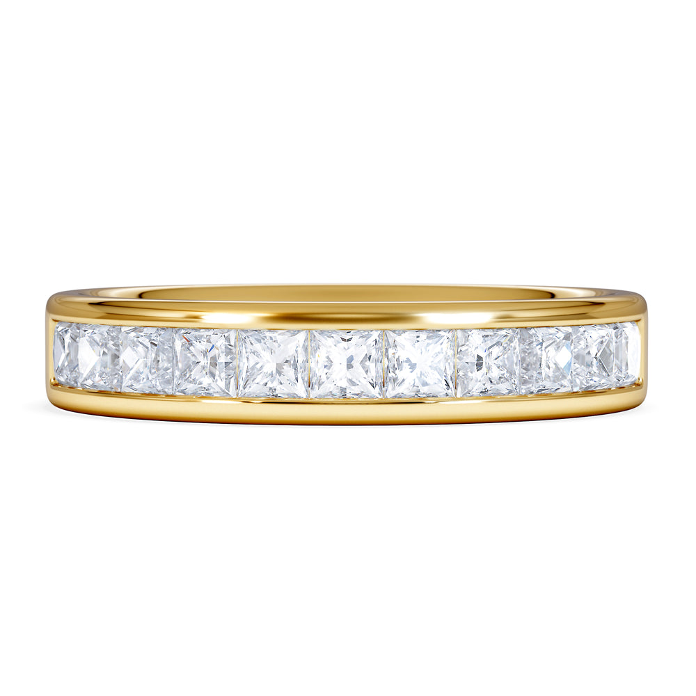 Eterna Lab Diamond Princess Cut Half Eternity Ring 1.00ct F/VS in 9K Gold