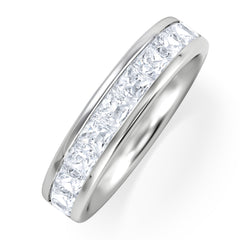 Eterna Lab Diamond Princess Cut Half Eternity Ring 1.50ct F/VS in 9K White Gold