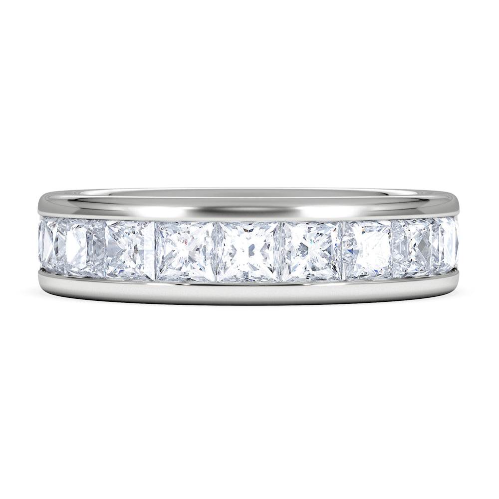 Eterna Lab Diamond Princess Cut Half Eternity Ring 2.00ct F/VS in 9K White Gold
