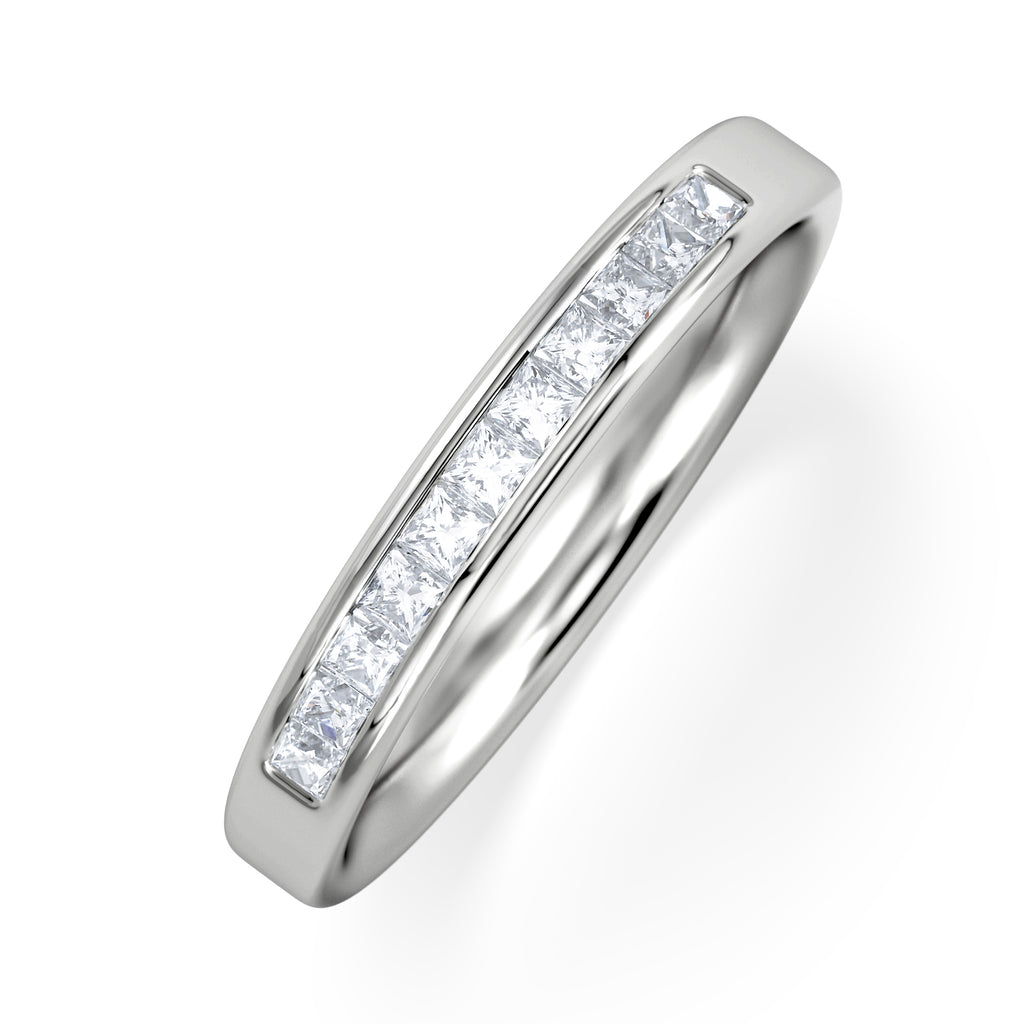 Eterna Lab Diamond Princess Cut Half Eternity Ring 0.30ct H/SI in 925 Silver